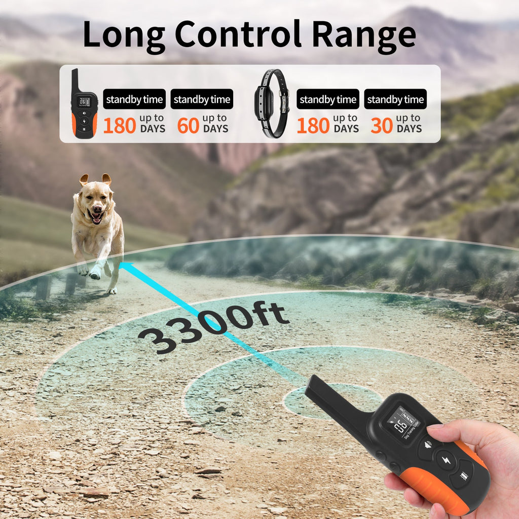 PD 519 PaiPaitek Rechargeable Waterproof Static Shock Electric Dog Training Collar With Remote 3300FT For All Breeds Sizes