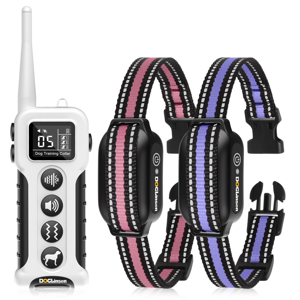 PetJoy No Shock Dog Training Collar with Remote 2 Dogs,3300ft Vibrating Dog Collar with Beep &Vibration,IPX7 Waterproof Dog Bark Collar No Shock for 5-120lbs Dogs，No Prongs