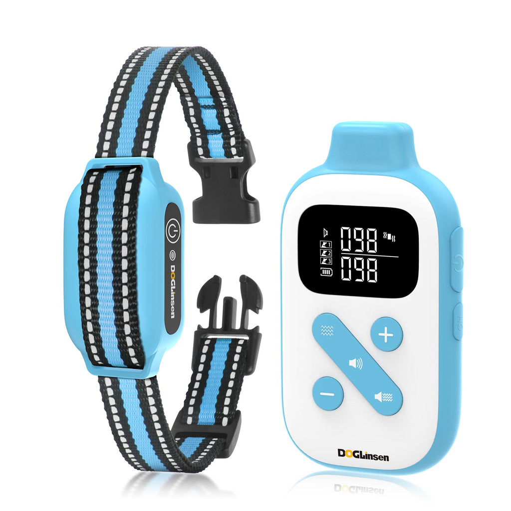 No Shock Dog Training Collar, Beep and Vibrating Dog Collar with Remote 2800Ft, Dog Bark Collar No Shock-Vibration Collar for Small Medium Large Dogs - No Prongs Blue