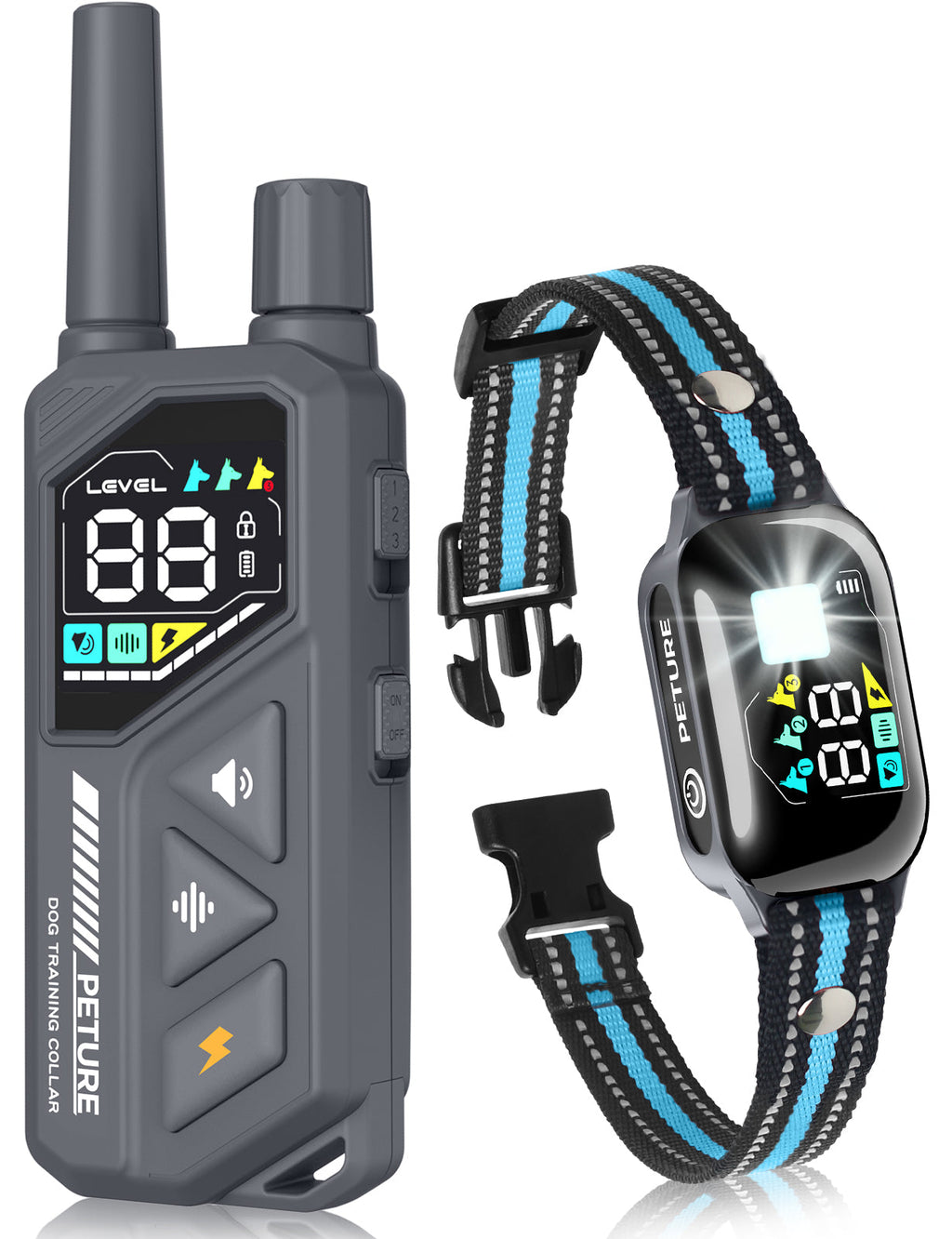 Dog Bark Collar with Remote - IPX7 Waterproof Dog Training Collar with Beep Vibration & Static Modes, Dog Collar Barking Control, 3300FT Bark Training Collar for Small Large Medium Dogs, Grey