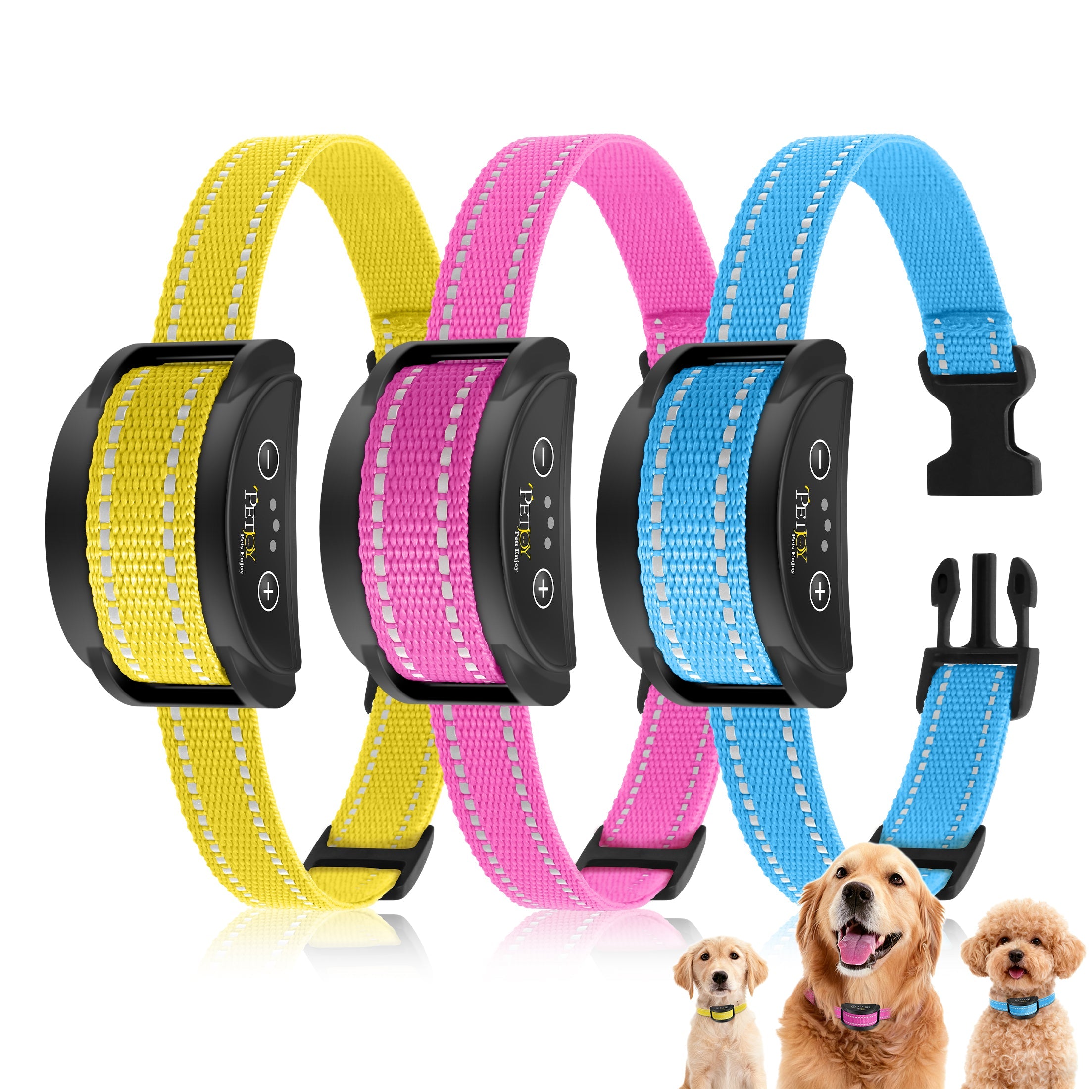 Petjoy Automatic Bark Collar for 3 Dogs,Dog Shock Collar,Anti Barking Collar with Beep&Shock,Bark Collar Adjustable Sensitivity for All Breeds of Dogs