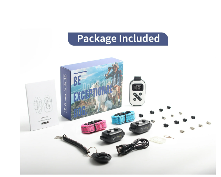 Petjoy Dog Training Collars for 2 Dogs,Shock Collar with Remote for Medium Large Dogs, Rechargeable Auto Bark Collar, 3 Training Mode, Remote Range 2800 Ft,IPX7 Waterproof