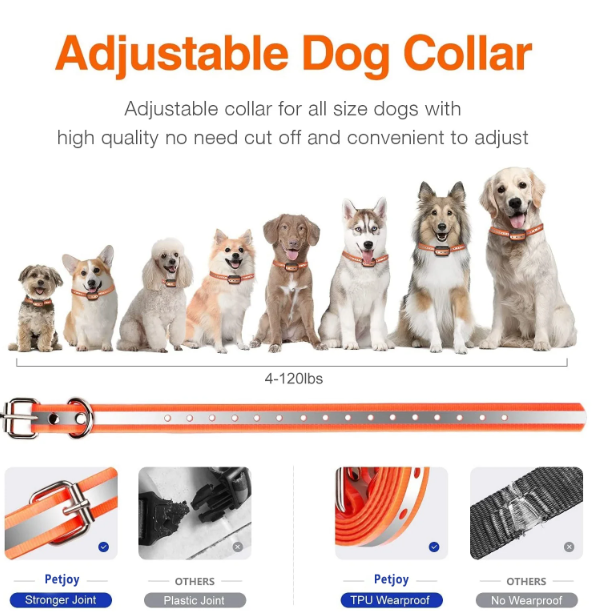 Petjoy Dog Shock Collar for Large Medium Small Dogs,3300FT Range Dog Training Collar, Dog Bark Collar with Remote,3 Modes-Beep,Vibration&Shock,IPX7 Waterproof, Rechargeable Electronic Dog Collar