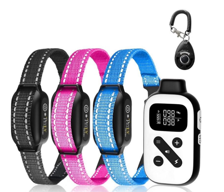 Petjoy Dog Training Collar For 3 Dogs,Dog Shock Collar with Remote,3600Ft Range Training and Auto Anti Bark Collar,3 Modes-Beep,Vibration& Shock,IPX7 Waterproof