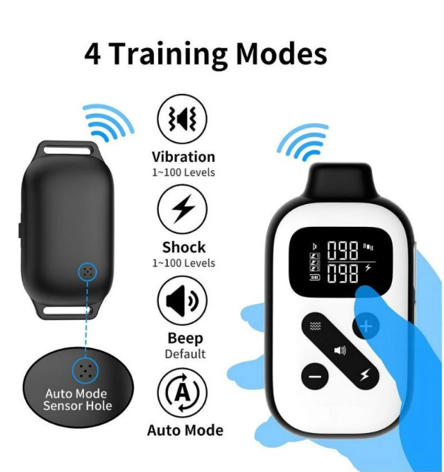 Petjoy Dog Shock Collar with Remote,3600Ft Range Dog Training Collar,Automatic Bark Collar with Beep,Vibration&Shock,IPX7 Waterproof Electric Dog Collar for 3 Dogs