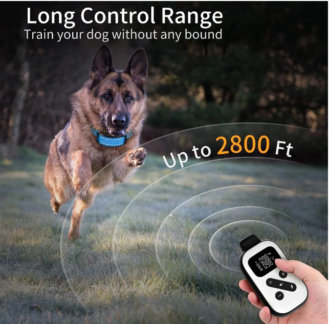 Petjoy Dog Shock Collar with Remote,3600Ft Range Dog Training Collar,Automatic Bark Collar with Beep,Vibration&Shock,IPX7 Waterproof Electric Dog Collar for 3 Dogs