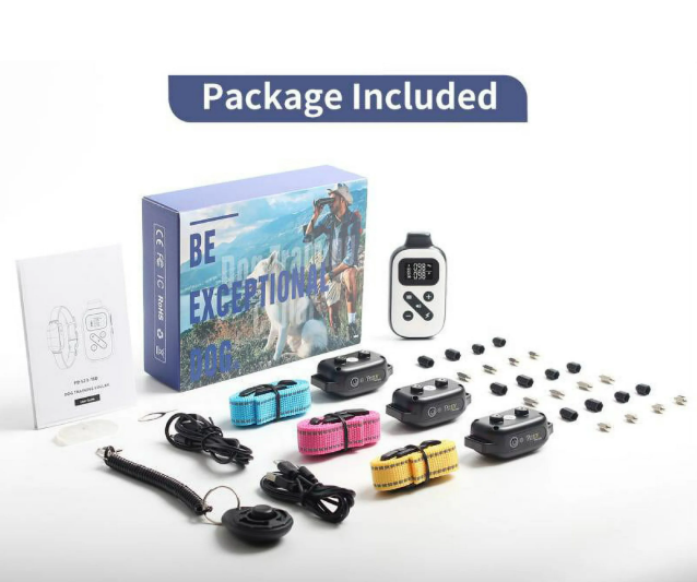 Petjoy Dog Training Collar for 3 Dogs,Dog Shock Collar with Remote,3600Ft Range Training and Auto Anti Bark Collar,3 Modes-Beep,Vibration& Shock,IPX7 Waterproof