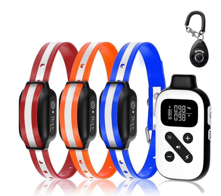 Petjoy Dog Shock Collar with Remote,3600Ft Range Dog Training Collar,Automatic Bark Collar with Beep,Vibration&Shock,IPX7 Waterproof Electric Dog Collar for 3 Dogs