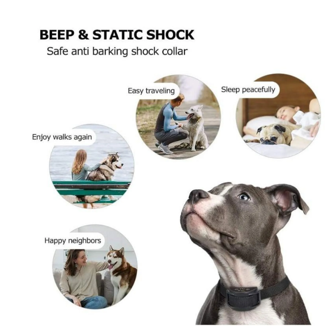 PetJoy Automatic Bark Collar for 3 Dogs,Bark Shock Collar,Anti Barking Collar with Beep&Shock,Bark Collar Adjustable Sensitivity for All Breeds of Dogs