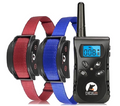 Petjoy Dog Shock Collar for 2 Dogs,Dog Training Collar with Remote,Rechargeable&Waterproof Vibration Dog Collar with Remote,1600Ft Range Dog Bark Collar for Small Medium Large Dog,Blue&Red Nylon