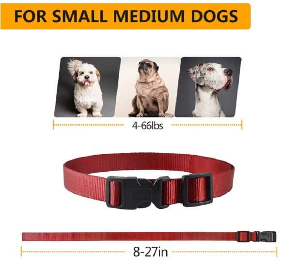 Petjoy Dog Shock Collar for 2 Dogs,Dog Training Collar with Remote,Rechargeable&Waterproof Vibration Dog Collar with Remote,1600Ft Range Dog Bark Collar for Small Medium Large Dog,Blue&Red Nylon