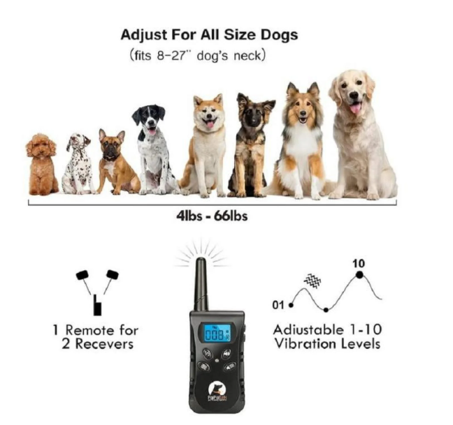 Petjoy Dog Shock Collar for 2 Dogs,Dog Training Collar with Remote,Rechargeable&Waterproof Vibration Dog Collar with Remote,1600Ft Range Dog Bark Collar for Small Medium Large Dog,Blue&Red Nylon