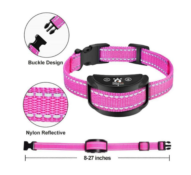 PetJoy Dog Bark Collar, Adjustable Sensitivity Anti Bark Collar with Beep & Shock, Pink,Black (2 Pack)