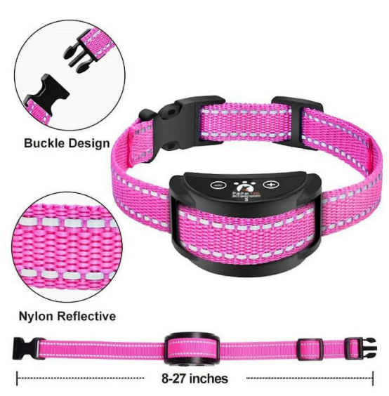 PetJoy Dog Bark Collar, Adjustable Sensitivity Anti Bark Collar with Beep & Shock, Pink,Red(2 Pack)