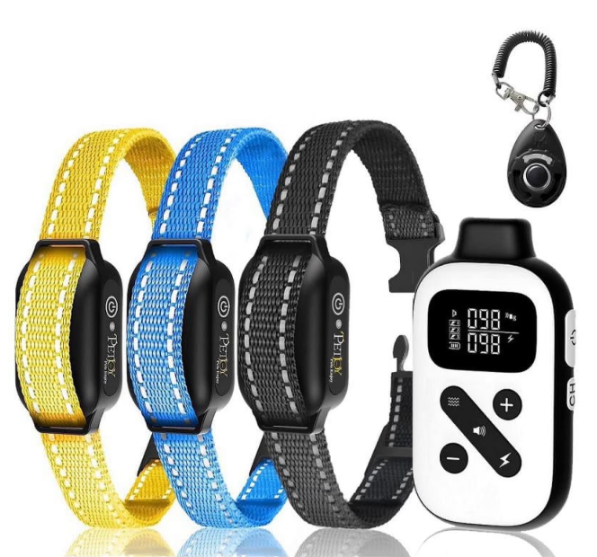 PetJoy Dog Training Collar For 3 Dogs,Dog Shock Collar With Remote,3600Ft Range Training and Auto Anti Bark Collar,3 Modes-Beep,Vibration& Shock,IPX7 Waterproof