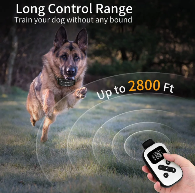 PetJoy Dog Training Collar For 3 Dogs,Dog Shock Collar With Remote,3600Ft Range Training and Auto Anti Bark Collar,3 Modes-Beep,Vibration& Shock,IPX7 Waterproof