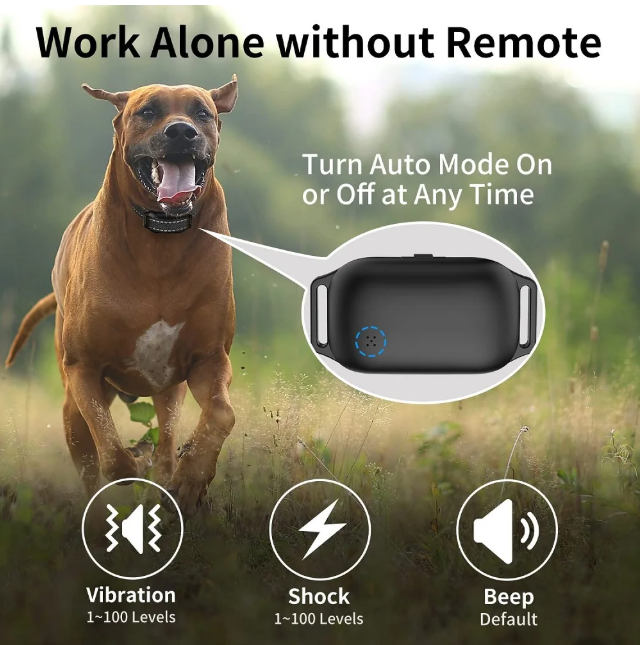 PetJoy Dog Training Collar For 3 Dogs,Dog Shock Collar With Remote,3600Ft Range Training and Auto Anti Bark Collar,3 Modes-Beep,Vibration& Shock,IPX7 Waterproof