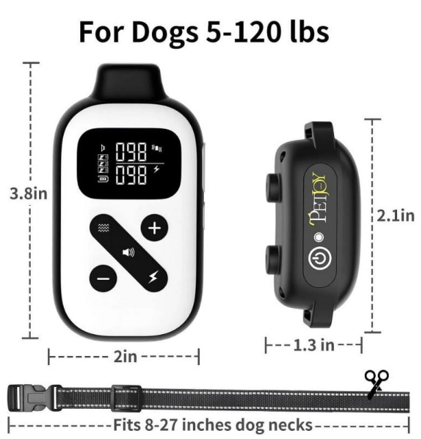 PetJoy Dog Training Collar For 3 Dogs,Dog Shock Collar With Remote,3600Ft Range Training and Auto Anti Bark Collar,3 Modes-Beep,Vibration& Shock,IPX7 Waterproof
