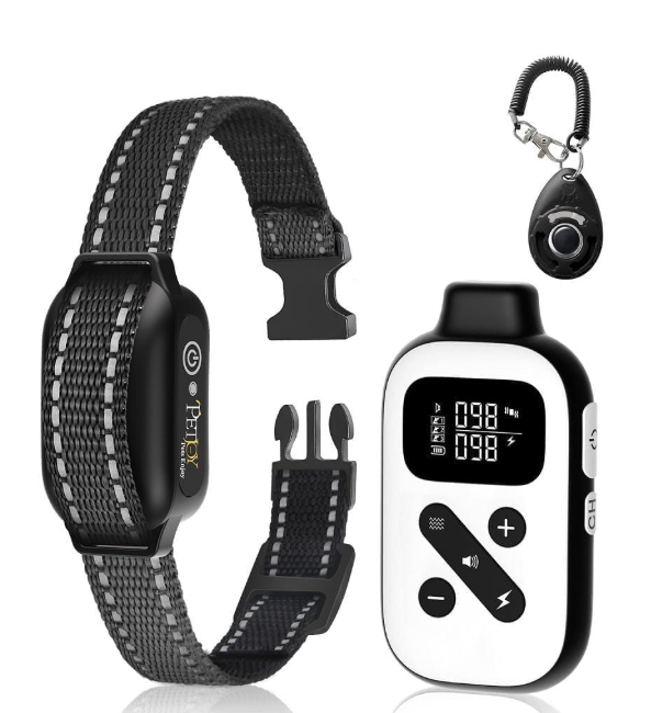 PetJoy Shock Collar for Large Dogs, Bark Collar with Remote, Bark and Training Collar 2 in 1, Auto Bark Collar - Shock, Vibration, Beep and Auto Mode (Level 1-5), Remote Range 2800 Ft,Black