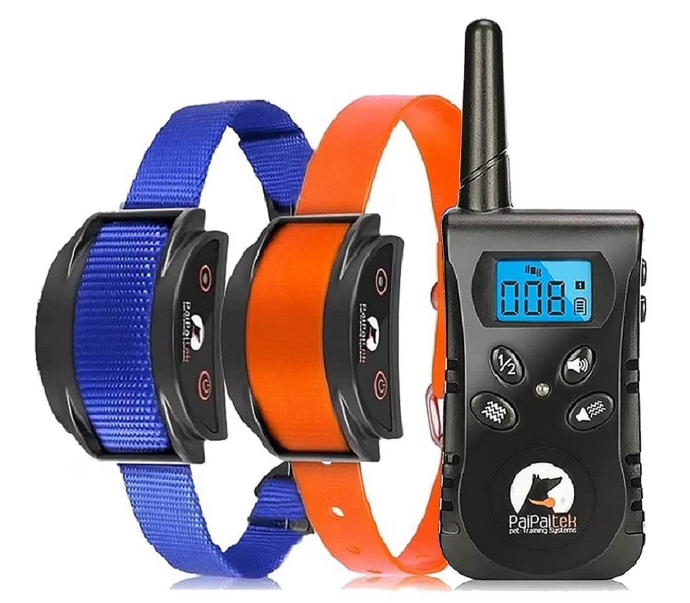 No Shock Dog Training Collar,Blue Nylon &Orange TPU Collar,Rechargeable&Waterproof Dog Vibration Collar with Remote,1600Ft,(2 Dogs).
