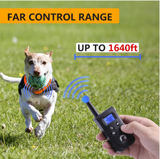 No Shock Dog Training Collar,Blue Nylon &Orange TPU Collar,Rechargeable&Waterproof Dog Vibration Collar with Remote,1600Ft,(2 Dogs).