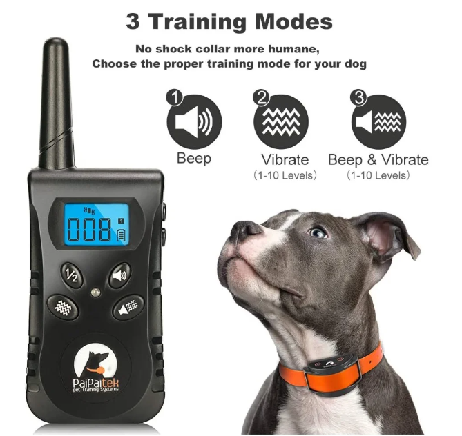 No Shock Dog Training Collar,Blue Nylon &Orange TPU Collar,Rechargeable&Waterproof Dog Vibration Collar with Remote,1600Ft,(2 Dogs).