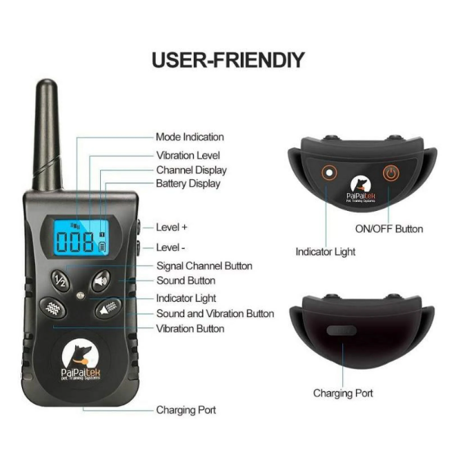 No Shock Dog Training Collar For 2 Dogs,Rechargeable&Waterproof Dog Vibration Collar,No Shock Dog Collar with Remote, Up to 1600Ft Remote Range Dog Bark Collar
