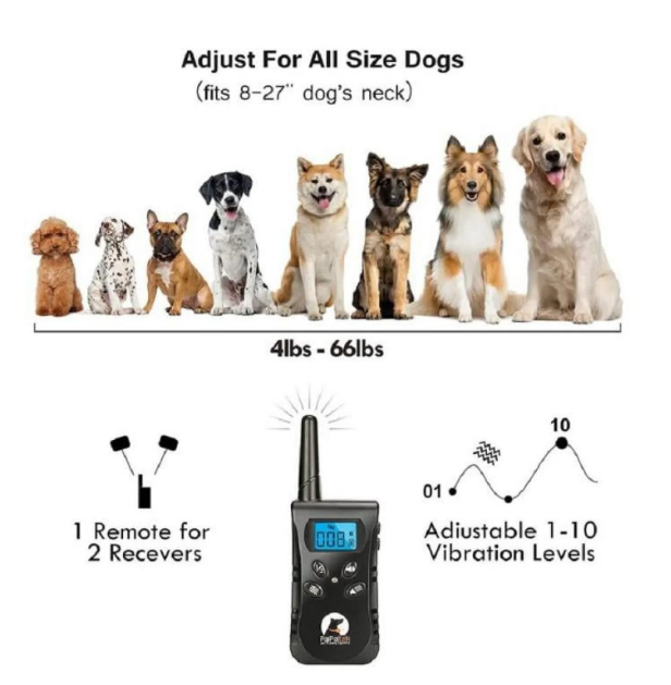 No Shock Dog Training Collar For 2 Dogs,Rechargeable&Waterproof Dog Vibration Collar,No Shock Dog Collar with Remote, Up to 1600Ft Remote Range Dog Bark Collar