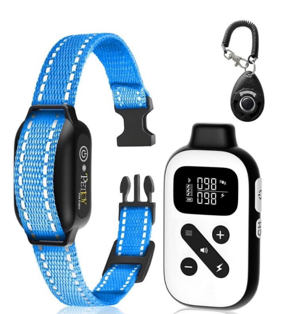 PetJoy Bark Collar with Remote, Bark and Training Collar Combo, Shock Collar for Large Dogs, Auto Bark Collar - Shock, Vibration, Beep and Auto Mode (Level 1-5), Remote Range 2800 Ft