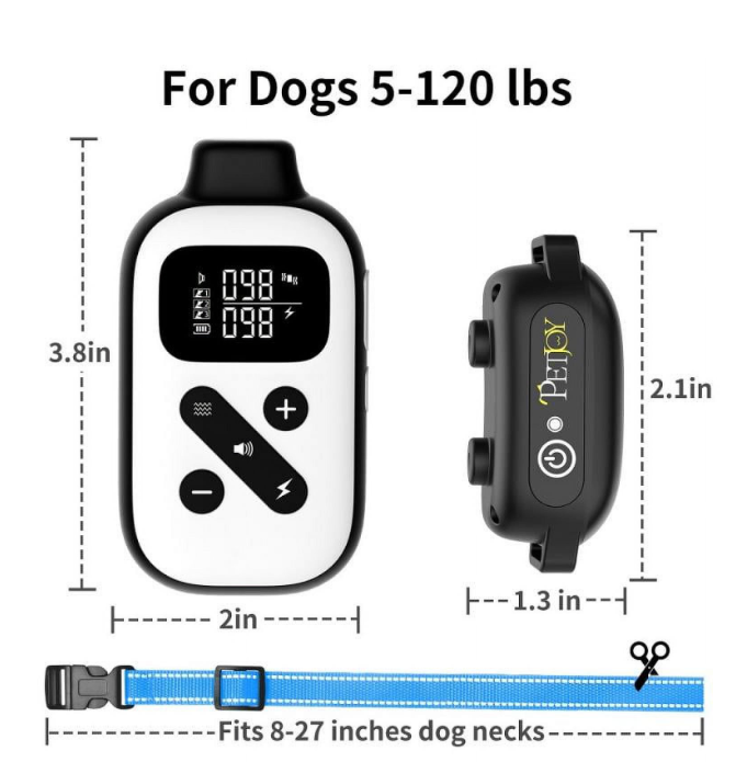 PetJoy Bark Collar with Remote, Bark and Training Collar Combo, Shock Collar for Large Dogs, Auto Bark Collar - Shock, Vibration, Beep and Auto Mode (Level 1-5), Remote Range 2800 Ft