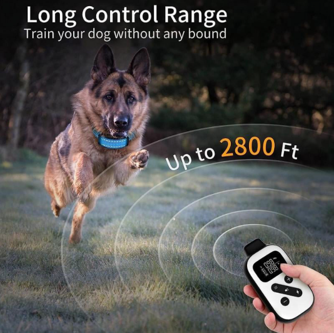 PetJoy Bark Collar with Remote, Bark and Training Collar Combo, Shock Collar for Large Dogs, Auto Bark Collar - Shock, Vibration, Beep and Auto Mode (Level 1-5), Remote Range 2800 Ft