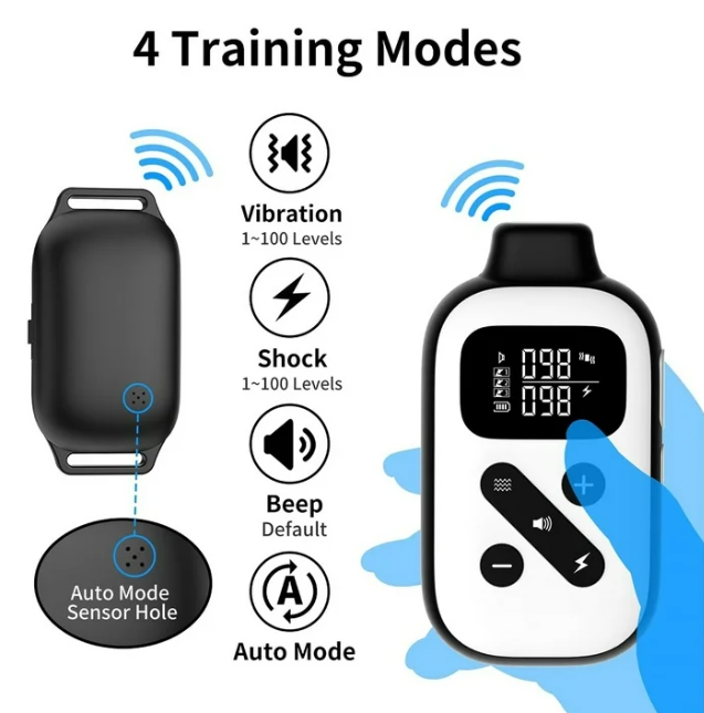 Petjoy Dog Training Collars for 2 Dogs,Shock Collar with Remote for Medium Large Dogs, Rechargeable Auto Bark Collar, 3 Training Mode, Remote Range 2800 Ft,IPX7 Waterproof