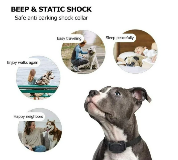 PetJoy Automatic Bark Collar for 3 Dogs,Bark Shock Collar,Anti Barking Collar with Beep&Shock,Bark Collar Adjustable Sensitivity for All Breeds of Dogs