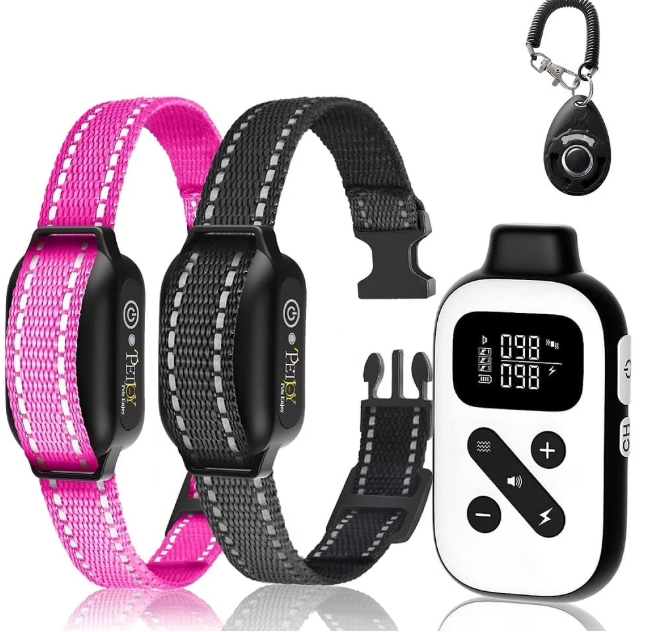 PetJoy Shock Collar for Large Dogs, Bark Collar with Remote, Bark and Training Collar 2 in 1, Auto Bark Collar - Shock, Vibration, Beep and Auto Mode (Level 1-5), Remote Range 2800 Ft