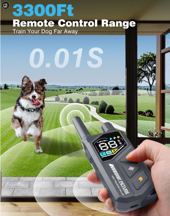 Dog Bark Collar with Remote - IPX7 Waterproof Dog Training Collar with Beep Vibration & Static Modes, Dog Collar Barking Control, 3300FT Bark Training Collar for Small Large Medium Dogs, Grey