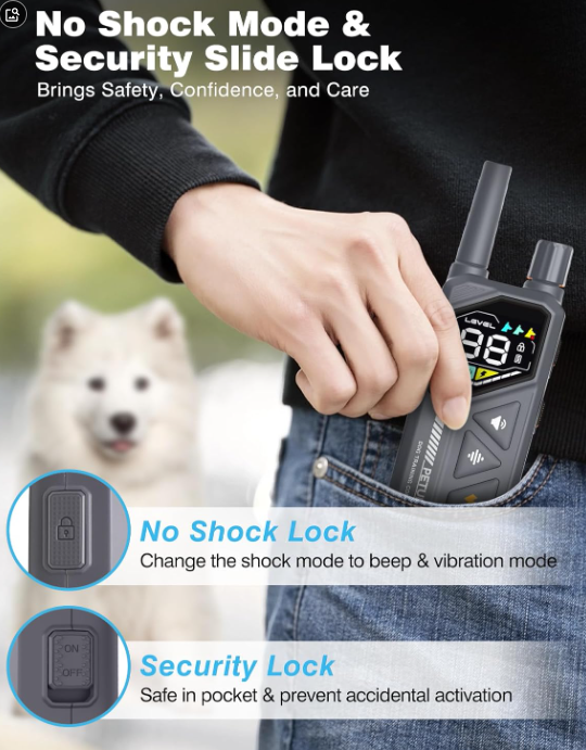 Dog Bark Collar with Remote - IPX7 Waterproof Dog Training Collar with Beep Vibration & Static Modes, Dog Collar Barking Control, 3300FT Bark Training Collar for Small Large Medium Dogs, Grey