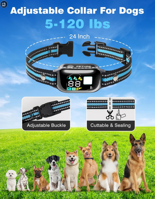 Dog Bark Collar with Remote - IPX7 Waterproof Dog Training Collar with Beep Vibration & Static Modes, Dog Collar Barking Control, 3300FT Bark Training Collar for Small Large Medium Dogs, Grey