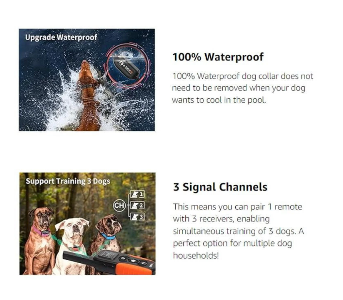 PaiPaitek No Shock Dog Training Collar with Remote 3300ft, Vibrate & Beep, Waterproof Rechargeable