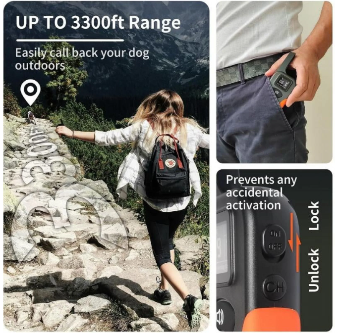 PaiPaitek No Shock Dog Training Collar with Remote 3300ft, Vibrate & Beep, Waterproof Rechargeable