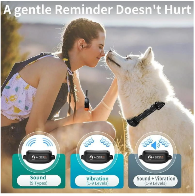 PaiPaitek No Shock Dog Training Collar with Remote 3300ft, Vibrate & Beep, Waterproof Rechargeable