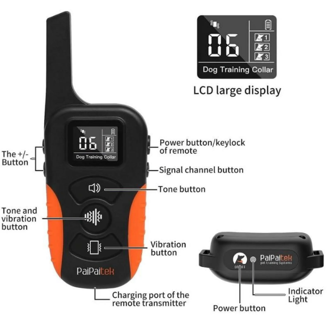 PaiPaitek No Shock Dog Training Collar with Remote 3300ft, Vibrate & Beep, Waterproof Rechargeable
