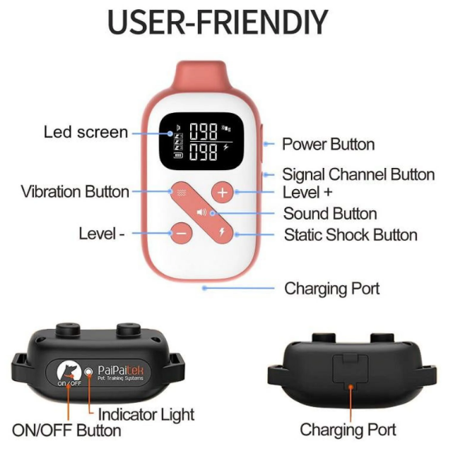 PaiPaitek Dog Training Collar with Remote and Automatic Mode-3300ft Range Dog Shock Collar,IPX7 Waterproof Dog Bark Collar+LED Dog Collar for Small Medium Large Dogs