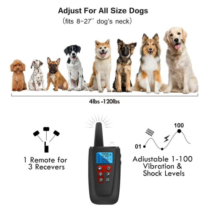 Paipaitek Dog Shcok Collar For 2 Dogs,Dog Training Collar With Remote 3300Feet,Dog Bark Collar With Beep,Vibration,Shock for Large Medium Small Dogs,IPX7