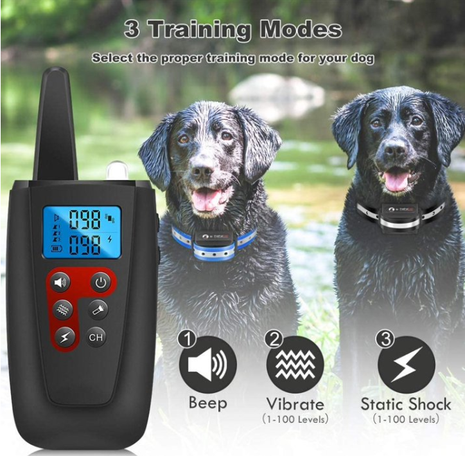 Paipaitek Dog Shcok Collar For 2 Dogs,Dog Training Collar With Remote 3300Feet,Dog Bark Collar With Beep,Vibration,Shock for Large Medium Small Dogs,IPX7