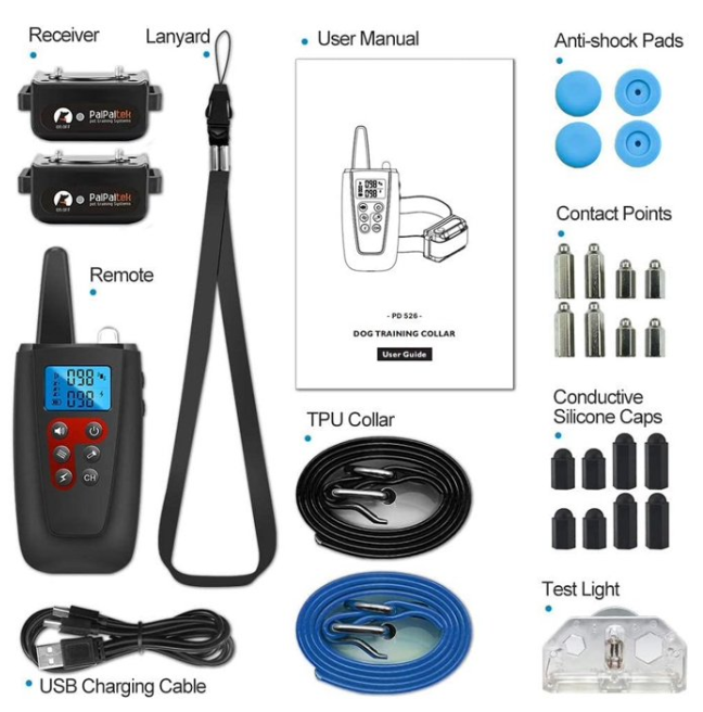 Paipaitek Dog Shcok Collar For 2 Dogs,Dog Training Collar With Remote 3300Feet,Dog Bark Collar With Beep,Vibration,Shock for Large Medium Small Dogs,IPX7