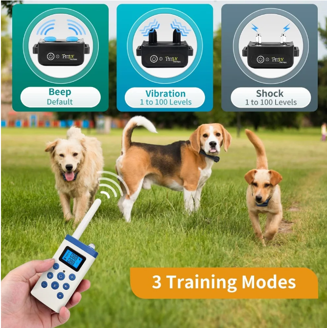 Paipaitek Dog Training Collars,Dog Shock Collar With Remote 3600ft,Auto Anti Bark And Training Collar Comb,Dog Bark Collar With Beep,Vibration&Static Shock,IPX7 waterproof