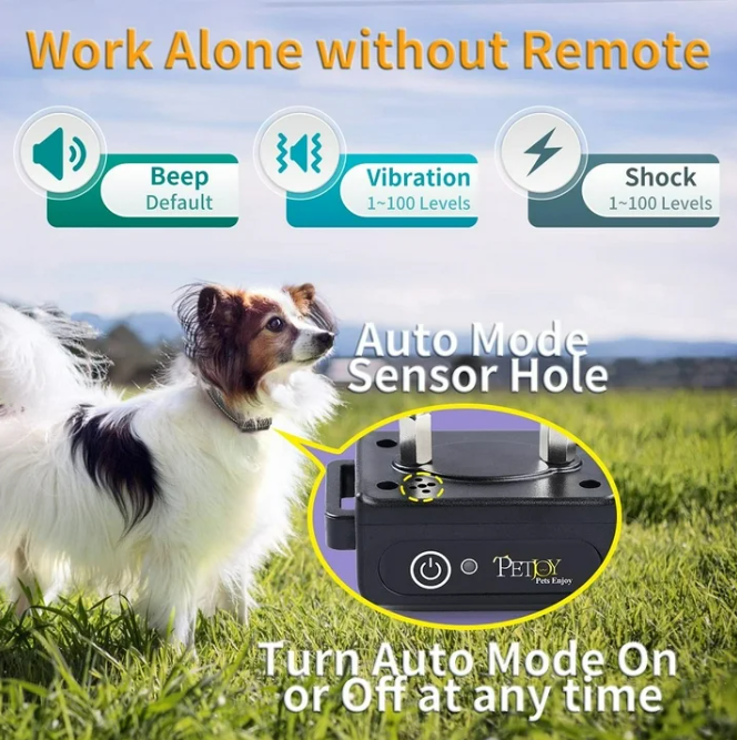 Paipaitek Dog Training Collars,Dog Shock Collar With Remote 3600ft,Auto Anti Bark And Training Collar Comb,Dog Bark Collar With Beep,Vibration&Static Shock,IPX7 waterproof