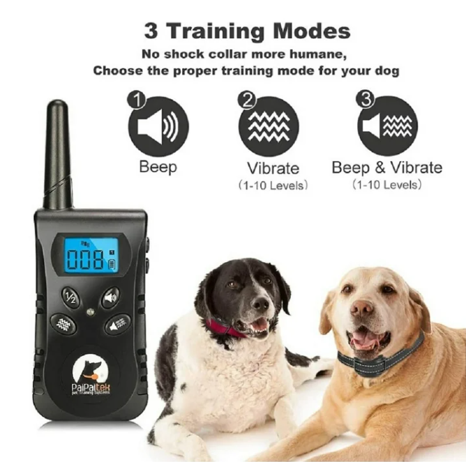 Paipaitek Vibrating Dog Collar, No Shock Dog Training Collar 2 Dogs, Deaf Dog Collars w/2 Receivers, Rechargeable & Waterproof, Up to 1600Ft Remote Range
