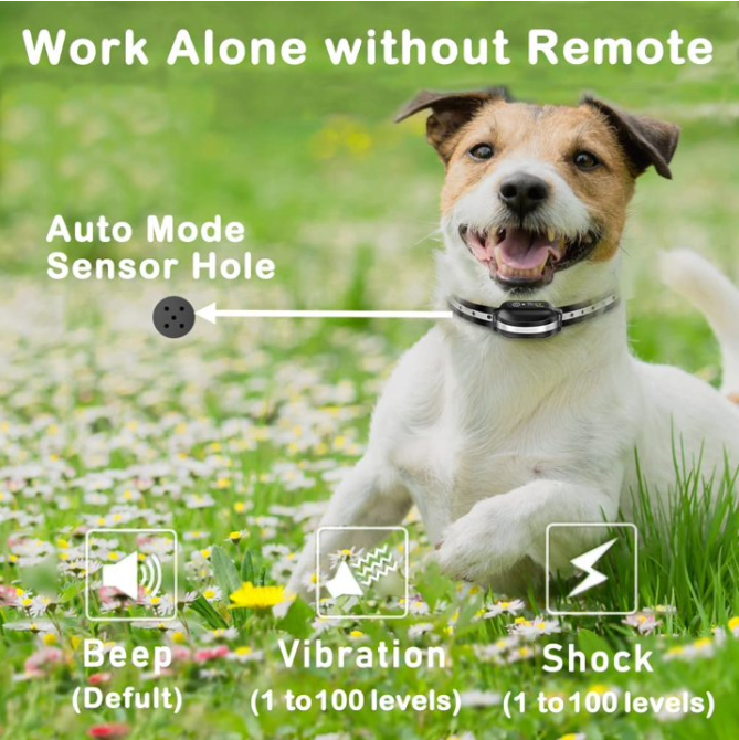 Paipaitek Shock Collar for Large Dogs, Bark Collar with Remote and Automatic Mode, Dog Training Collar with Beep, Vibration and Shock, Waterproof Electric Dog Collars