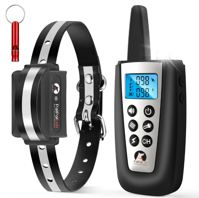 PaiPaitek Dog Bark Collar with Remote, Automatic Anti Bark and Training Collar Combo with Beep, Vibration, Shock,Up to 3300ft Range Dog Shock Collar for Small, Large and Medium Dogs